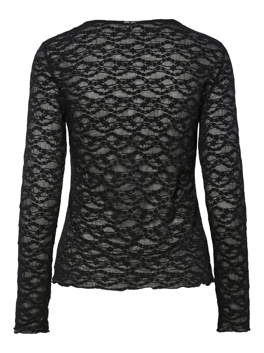 Carousel image - YASCARA LACE LONG SLEEVED TOP, Black | 6