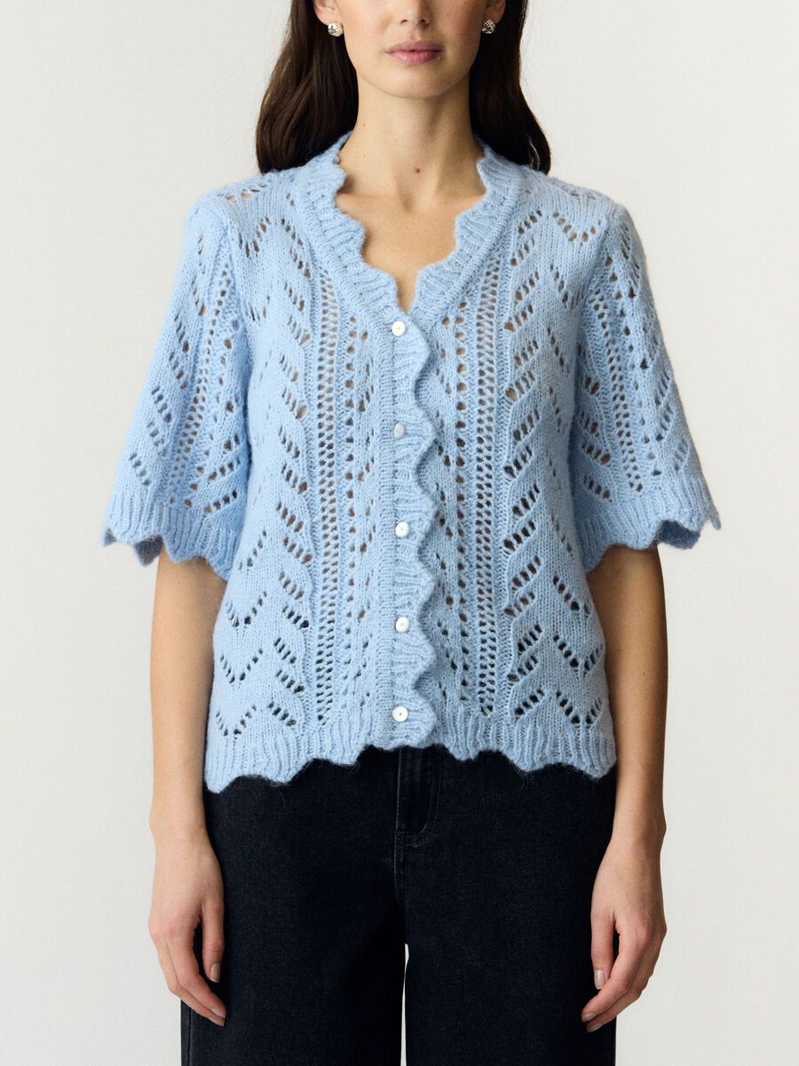 Carousel image - YASVIENNA  KNITTED CARDIGAN, Skyway | 3