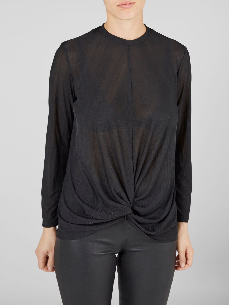 Y.A.S FRONT KNOT BLOUSE, Black, highres - 26008863_Black_003.jpg