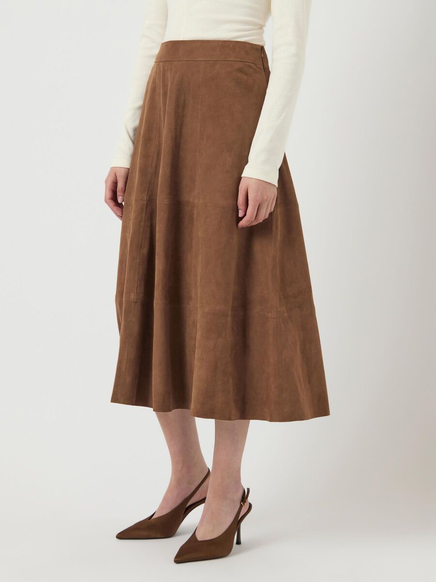 Product carousel image - YASPALMA HW SUEDE LEATHER MIDI SKIRT, Emperador | 1