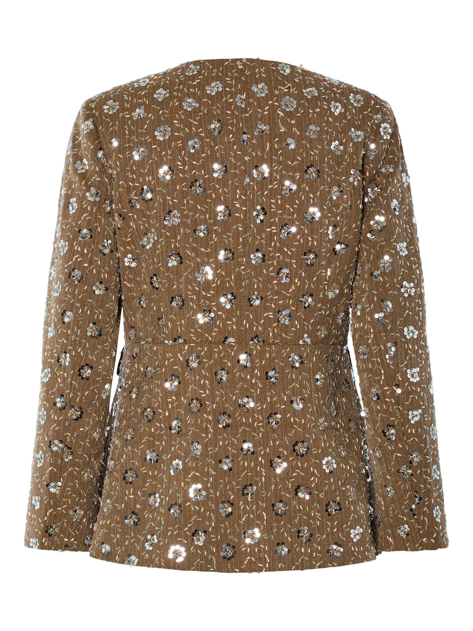Carousel image - YASSOLLER SEQUIN BLAZER, Taupe Gray | 6