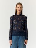 thumbnail Yaslacey lace long sleeved top, colour: navy blazer, blue, front