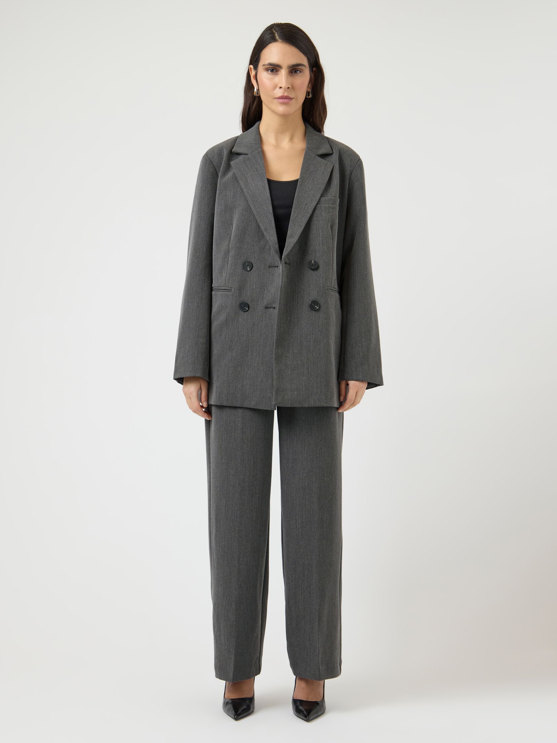 YASLIKKA WIDE-LEG TROUSERS | Grey | YAS® UK