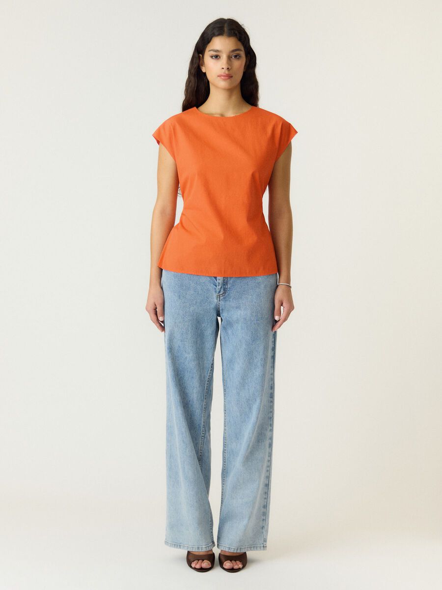 Product carousel image - YASGENEVIEVE  CAP SLEEVE TOP, Red Orange | 1