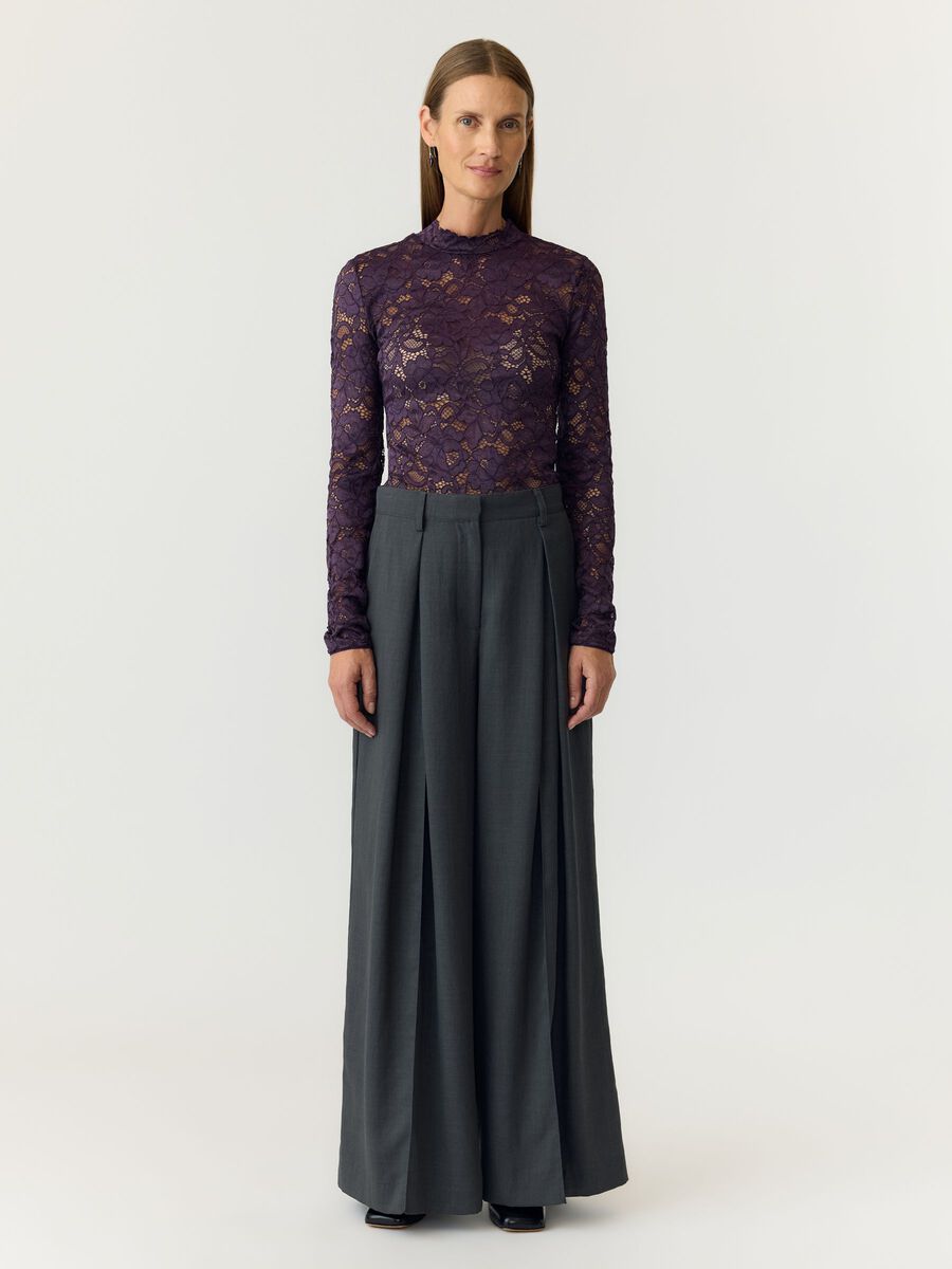 Carousel image 5 YASLACEY LACE LONG SLEEVED TOP, Plum Perfect