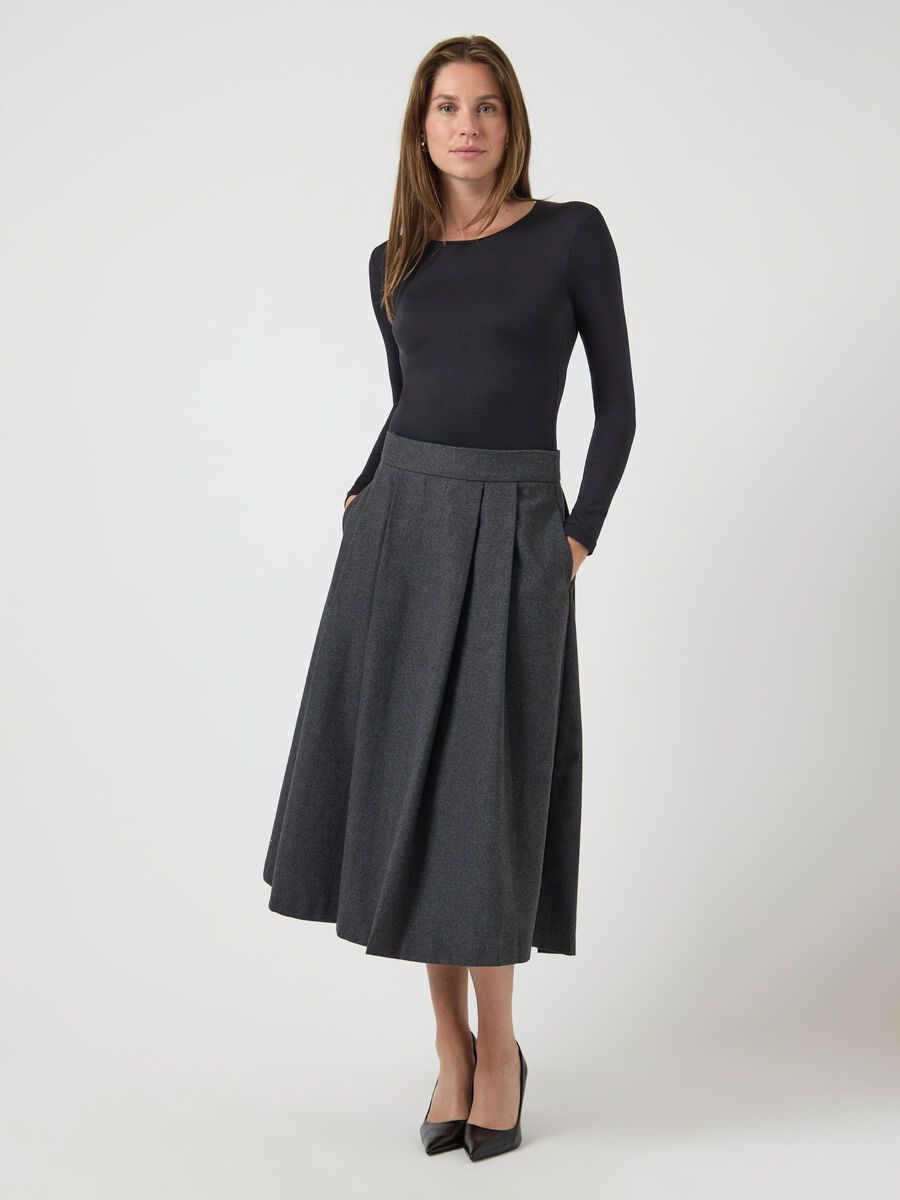Product carousel image - MIDDELLANGE ROK, Dark Grey Melange | 1