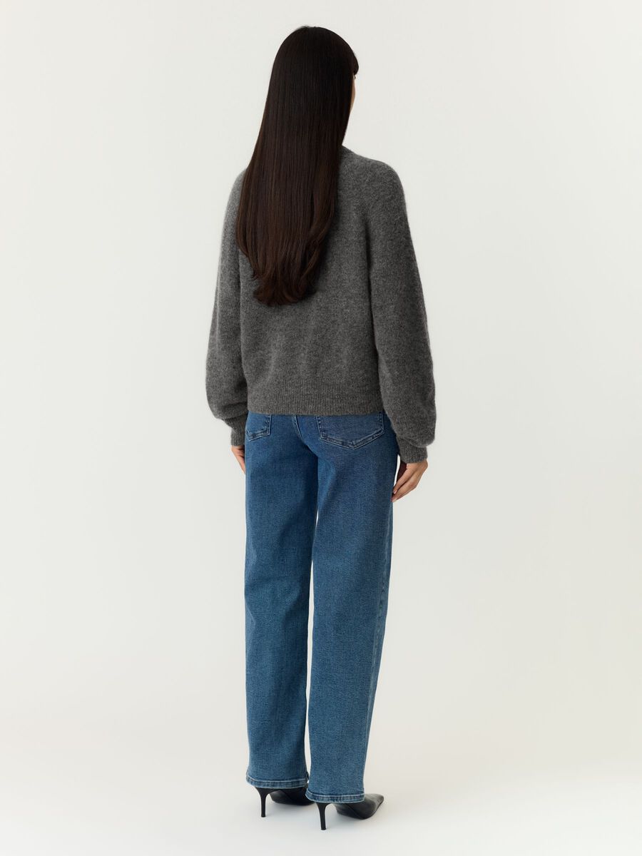 Carousel image 2 YASJOHI WOOL BLEND KNITTED PULLOVER, Medium Grey Melange
