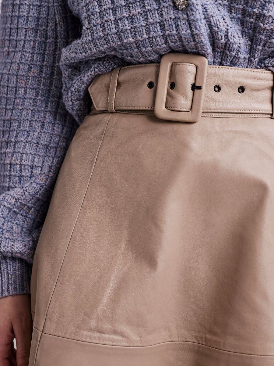 Carousel image - YASELLI LEATHER MINI SKIRT, Chinchilla | 3