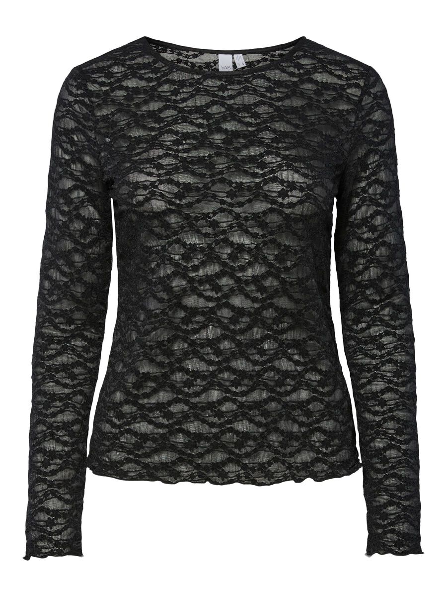 Product carousel image - YASCARA - DENTELLE TOP À MANCHES LONGUES, Black | 2