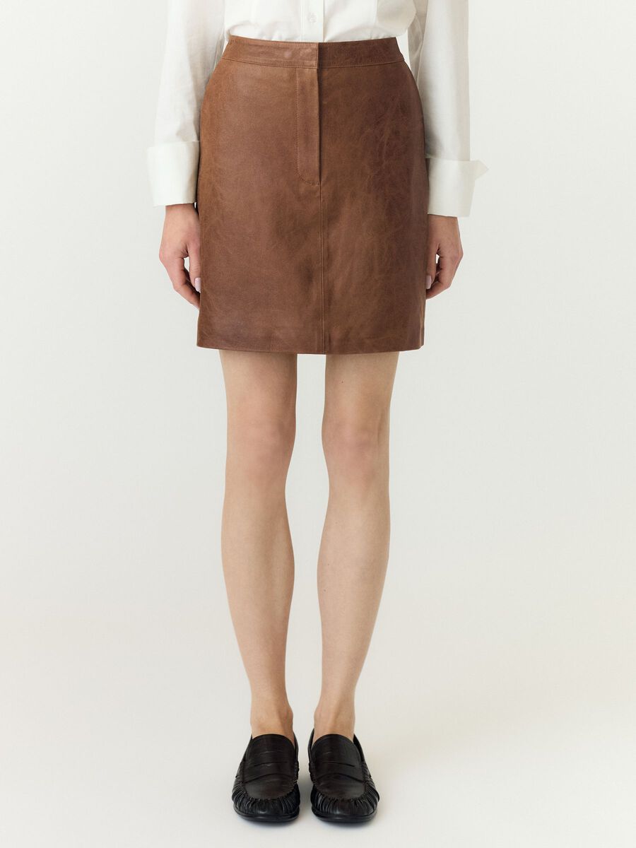 Product tile image YASGEEMA - TH MINI-JUPE EN CUIR, Cocoa Brown 26040971_CocoaBrown
