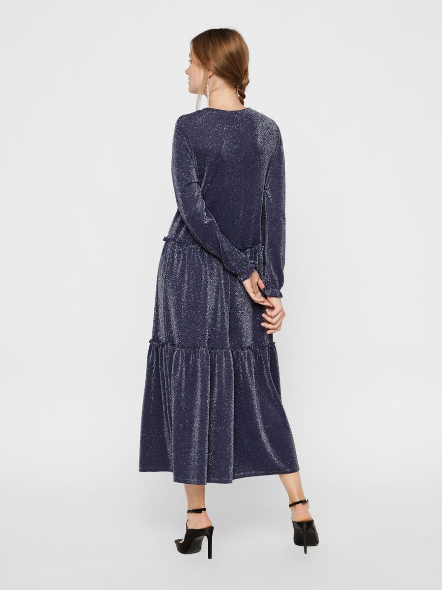 YAS GLITTER VISCOSE-BLEND TIERED MIDI DRESS, Navy Blazer, highres - 26019652_NavyBlazer_004.jpg