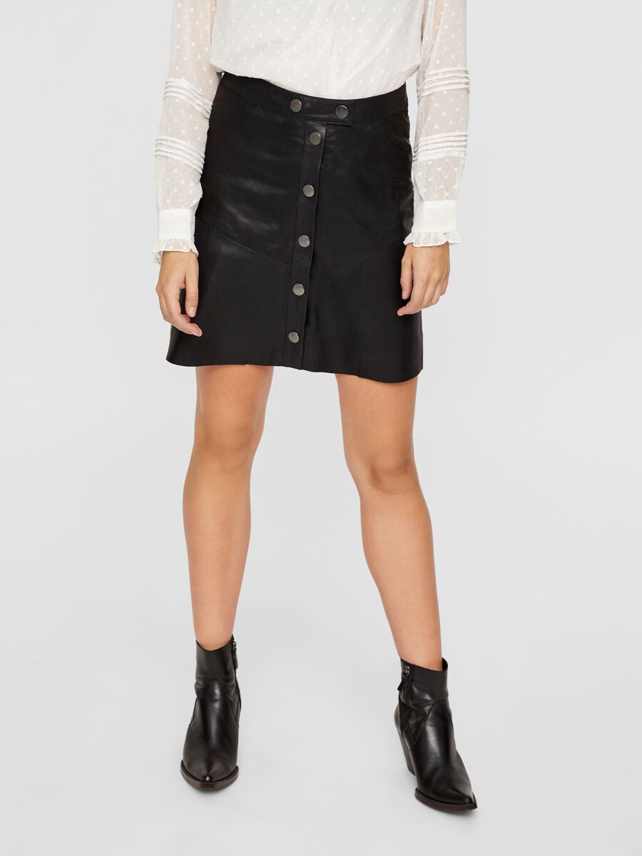 Y.A.S BUTTON DETAILED LEATHER SKIRT, Black, highres - 26011894_Black_003.jpg
