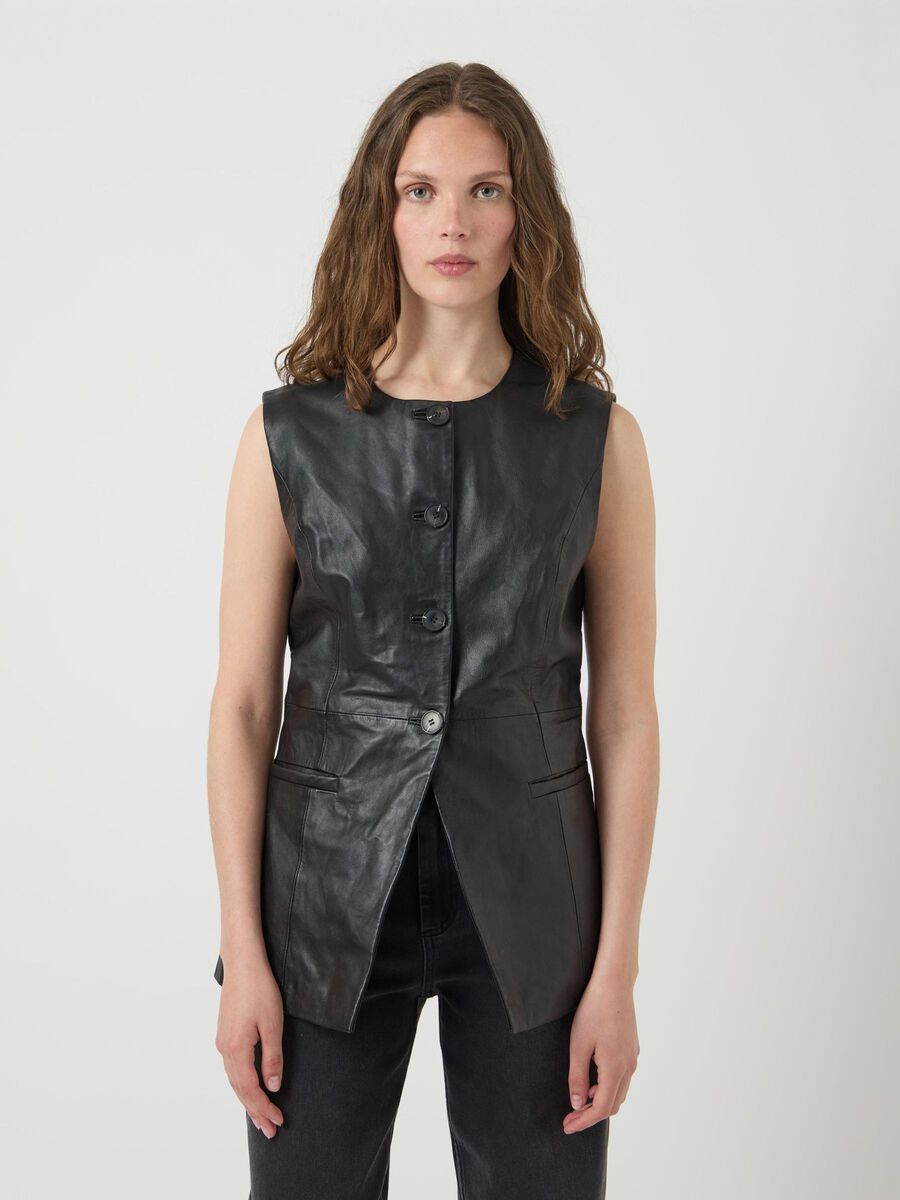 YAS YASVERA LEATHER WAISTCOAT, Black, highres - 26039275_Black_003.jpg