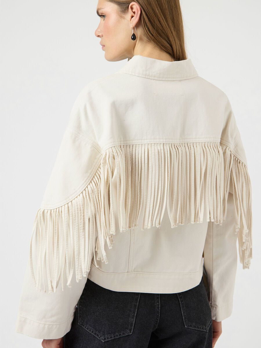 Carousel image - YASAIKO DENIM FRINGE  JACKET, Ecru | 5
