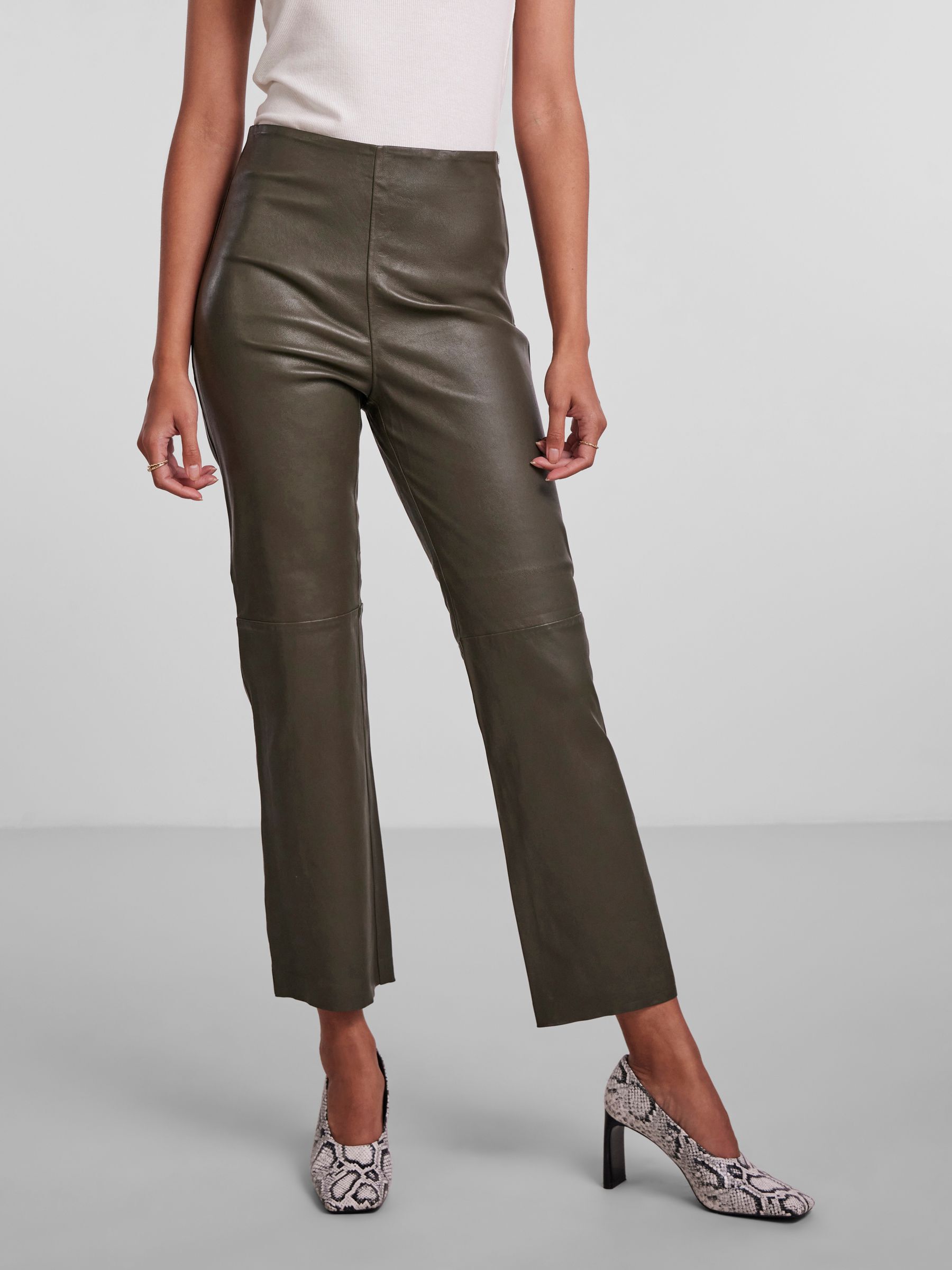 YASZELLA LEATHER TROUSERS Green YAS Ireland