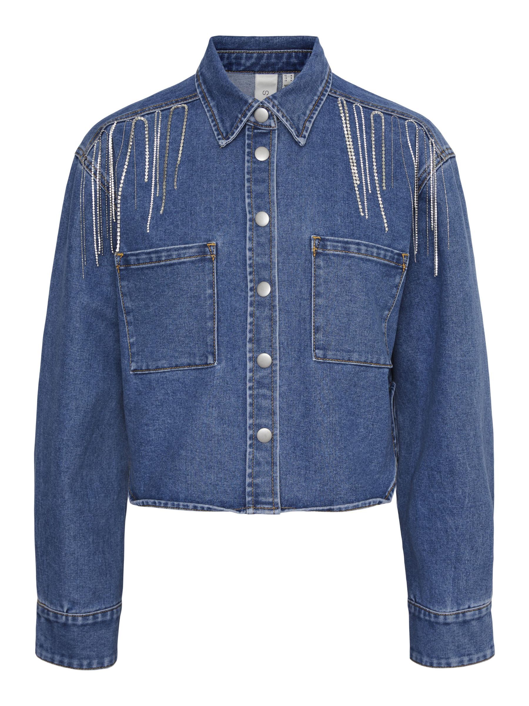 Diamante denim jacket topshop top