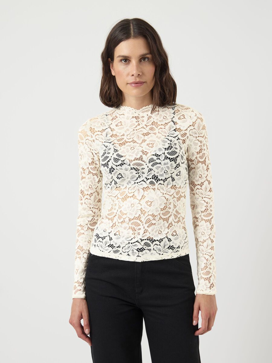 Product tile image - YASLACEY - DENTELLE TOP &Agrave; MANCHES LONGUES, Pristine | 26039992_Pristine