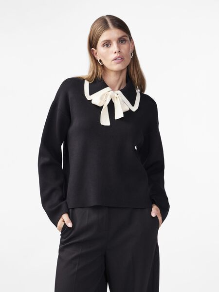 Y.A.S YASJOSIE BOW KNITTED TOP, Black, highres - 26035013_Black_1131026_003.jpg
