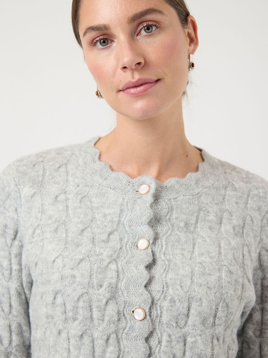 Carousel image - YASBUBERA CARDIGAN EN MAILLE, Light Grey Melange | 3