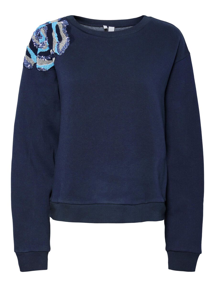 YAS YASBLUGA EMBELLISHED SWEATSHIRT, Navy Blazer, highres - 26039247_NavyBlazer_1231919_001.jpg