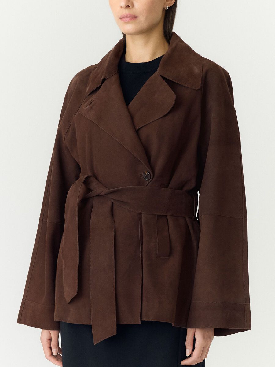 Carousel image 3 YASRUNA SUEDE KIMONO JACKET, Coffee Bean