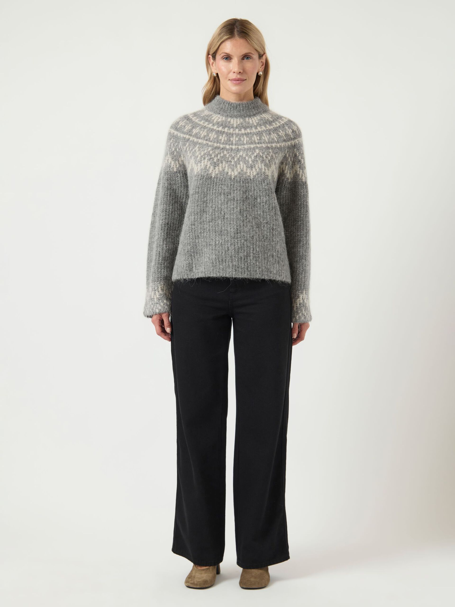 Carousel image - YASLIRI WOOL BLEND KNITTED PULLOVER, Medium Grey Melange | 4