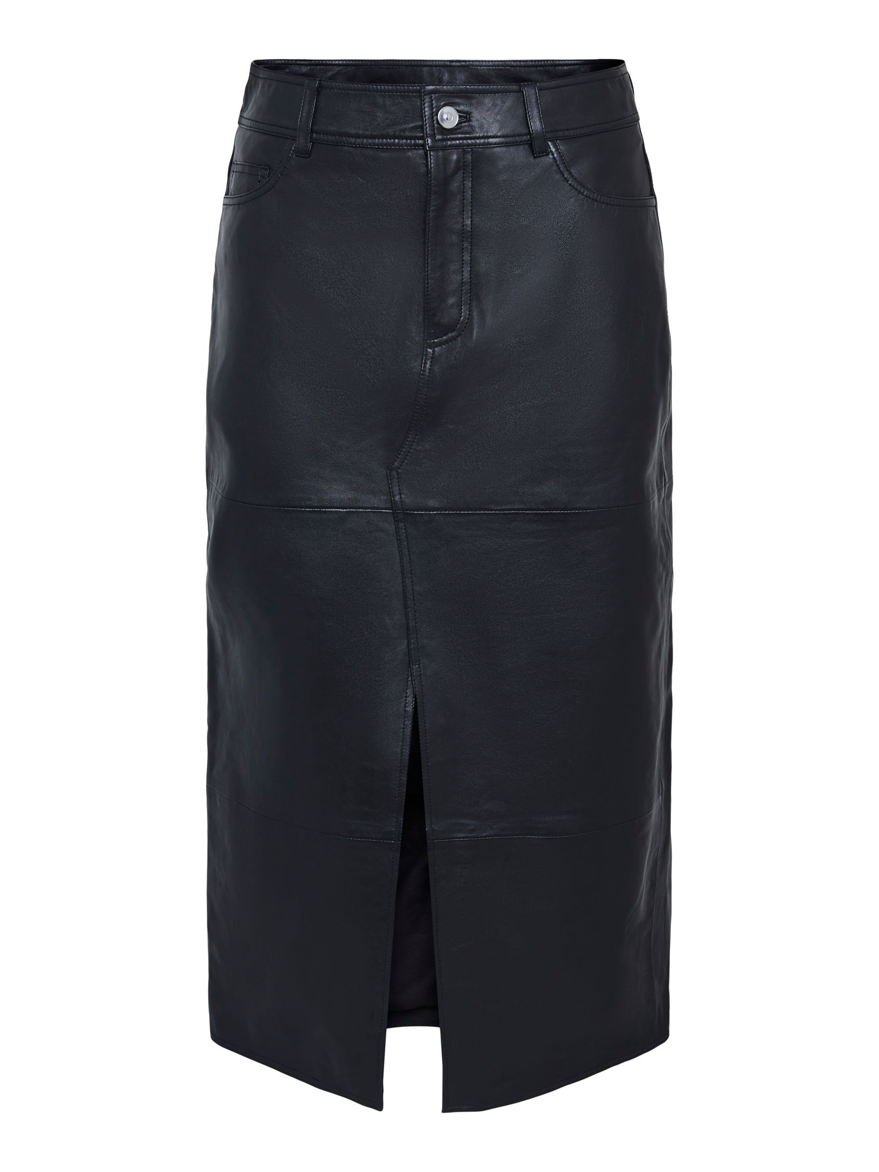 YASMINA LEATHER MIDI SKIRT | Black | YAS® France