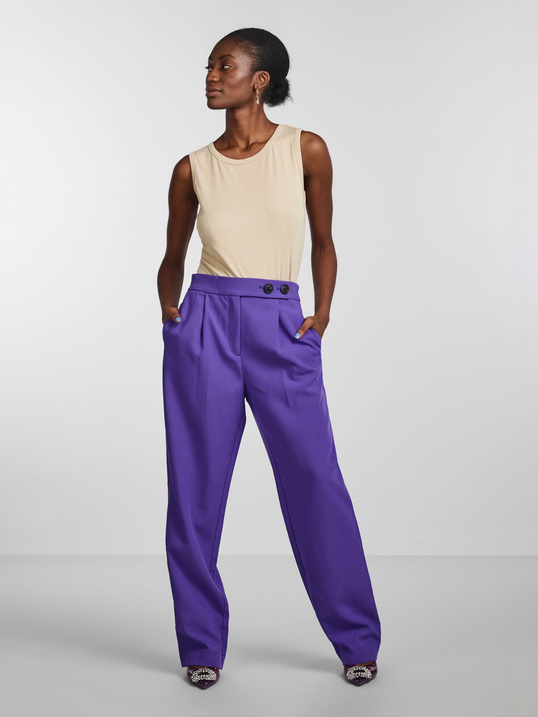 Purple High Waisted Straight Leg Tailored Trouser | Abba –  motelrocks-com-eur