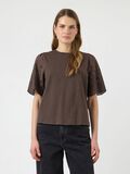 Product image thumbnail - YASLEX BRODERIE ANGLAIS T-SHIRT, Chocolate Brown | 1