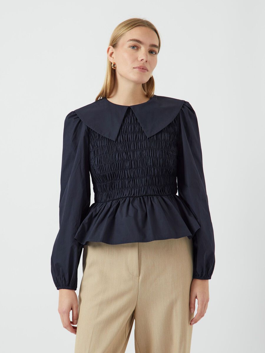 YAS YASROMA  SMOCK TOP, Navy Blazer, highres - 26037197_NavyBlazer_003.jpg