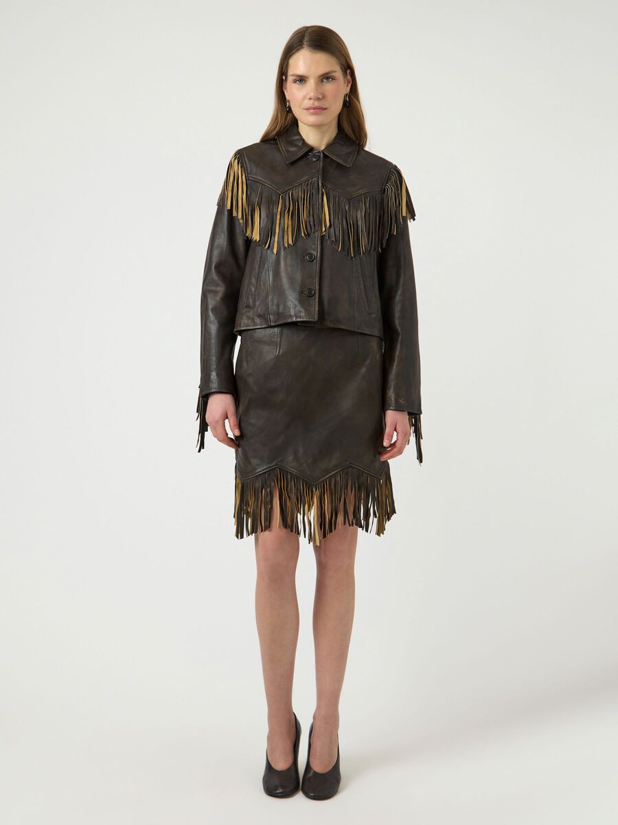 Product carousel image - MINI-JUPE EN CUIR, Deep Mahogany | 1