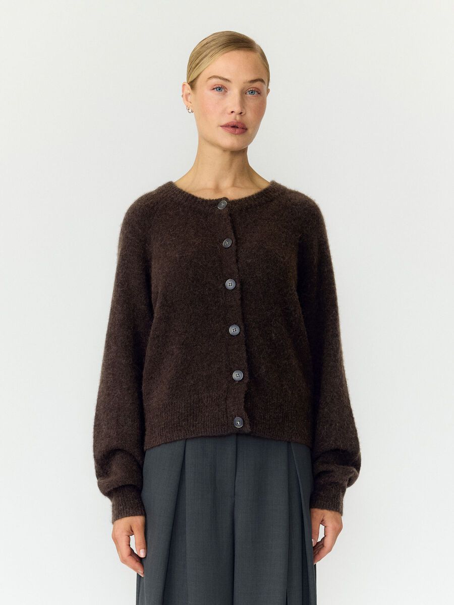 Product tile image YASJOHI WOOL BLEND KNITTED CARDIGAN, Coffee Bean 26040004_CoffeeBean