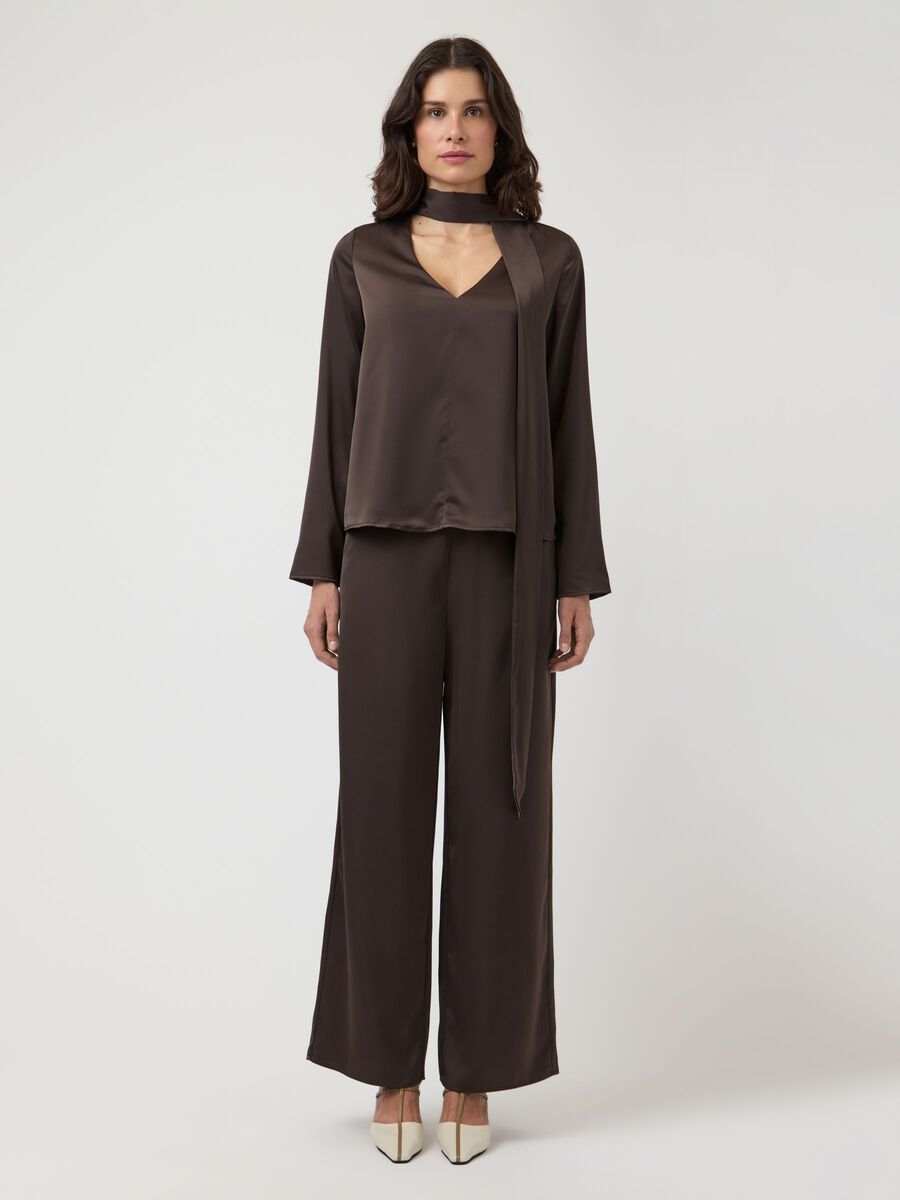 Product carousel image - YASPELLA HW  WIDE-LEG TROUSERS, Chocolate Brown | 1