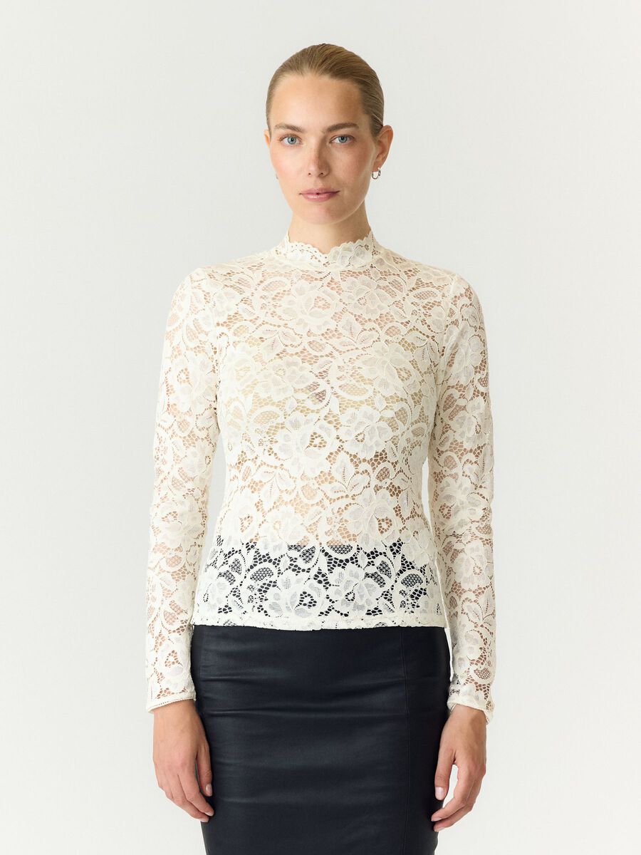 Product tile image YASLACEY LACE LONG SLEEVED TOP, Pristine 26039992_Pristine
