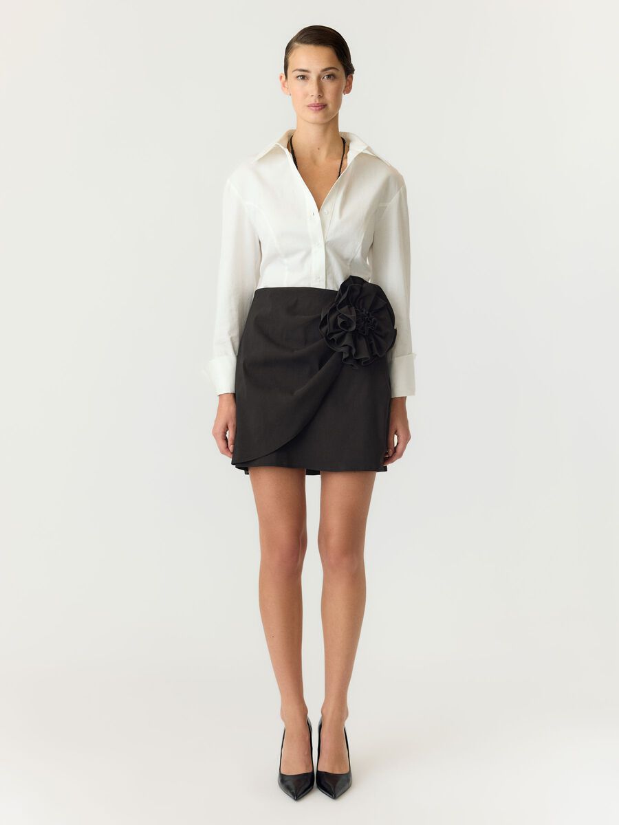 Yasperosa mw minirok, colour: black, zwarte, volledig vooraanzicht
