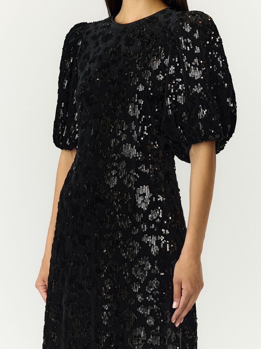Carousel image 3 YASSOFIE 2/4 SEQUIN MIDI DRESS, Black