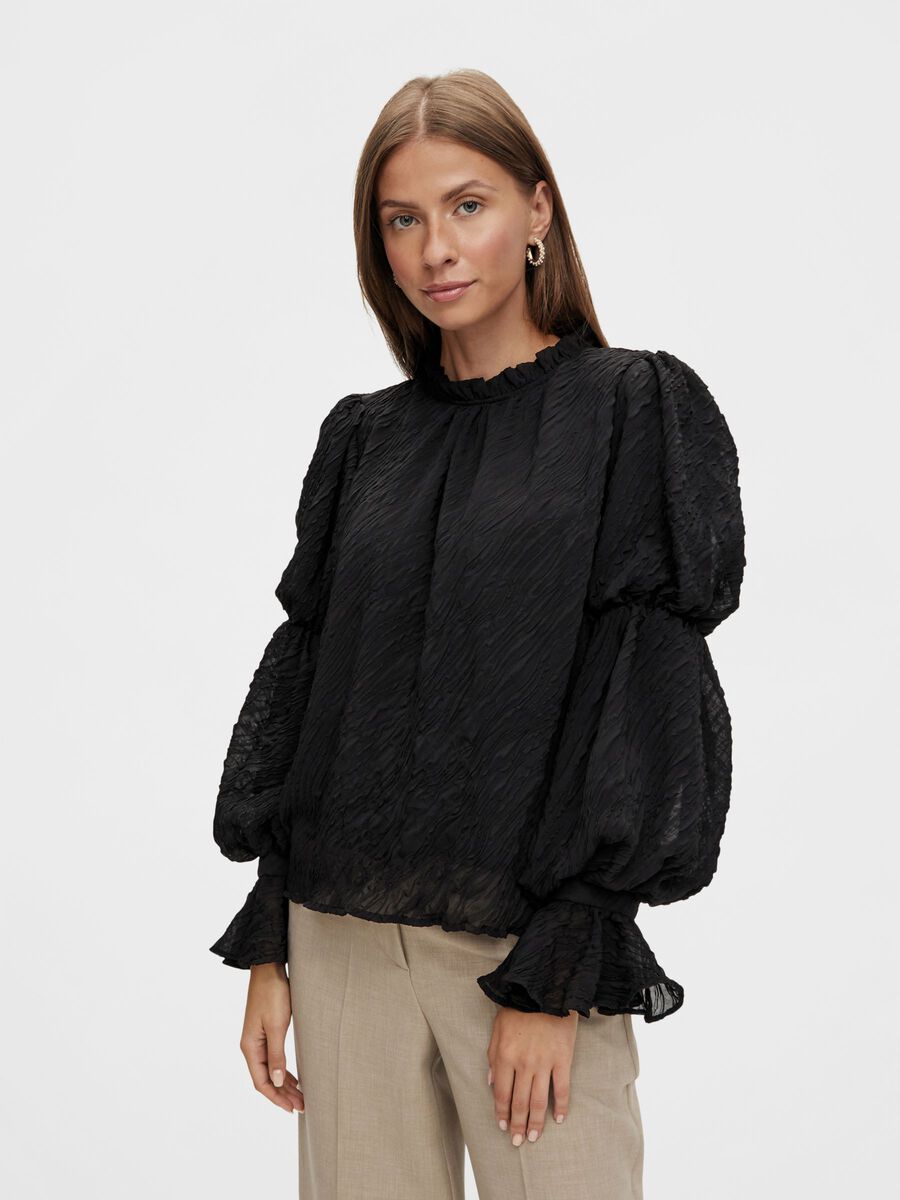 Y.A.S YASTRIVI BALLOON SLEEVE TOP, Black, highres - 26025161_Black_003.jpg