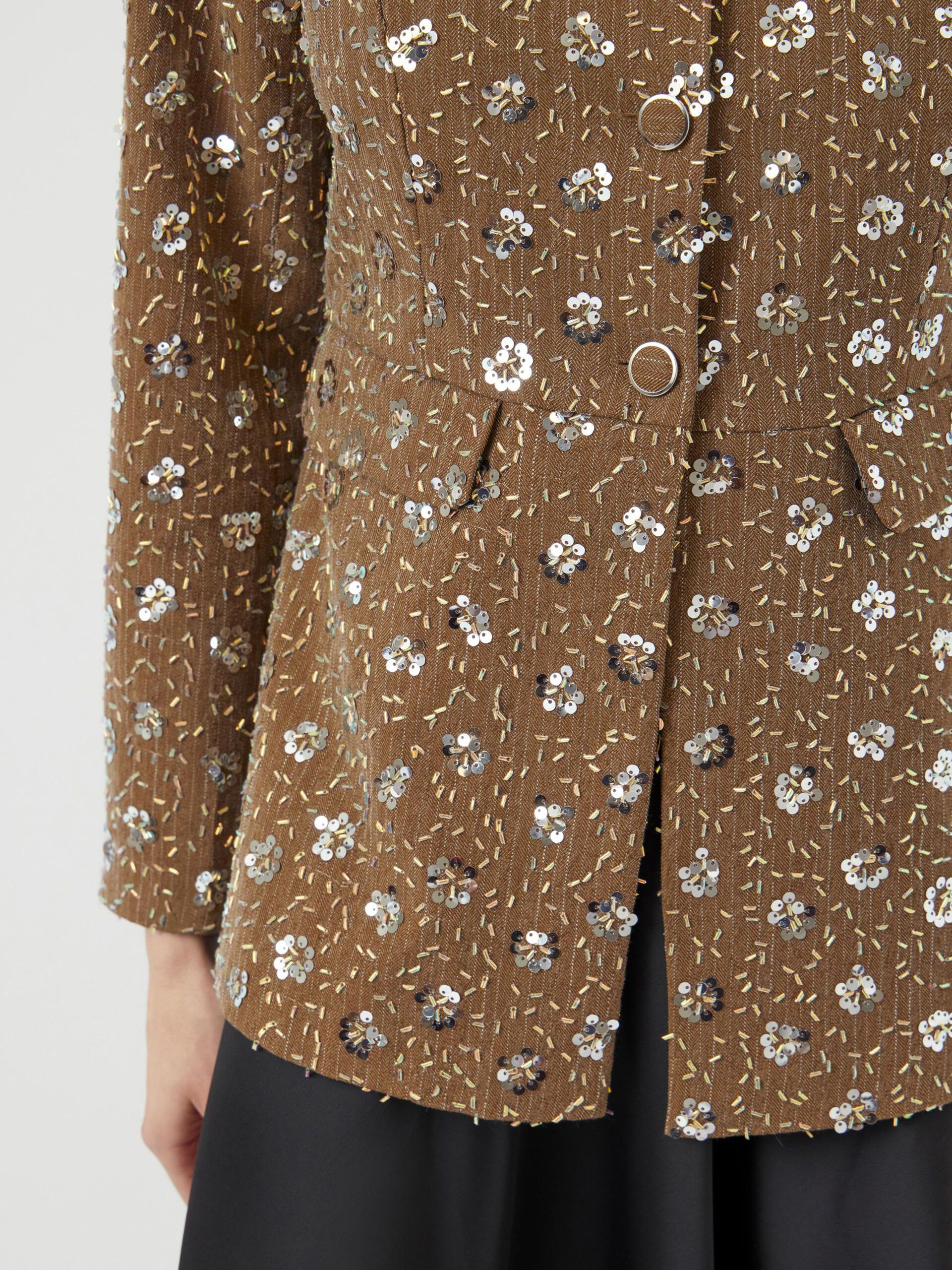 Carousel image - YASSOLLER SEQUIN BLAZER, Taupe Gray | 3