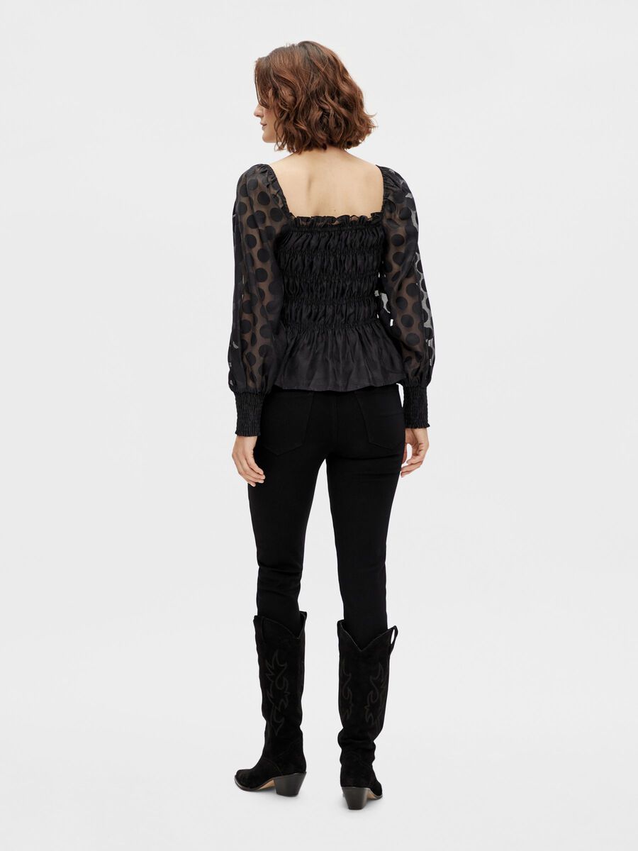 Carousel image - YASOLA BALLOON SLEEVE TOP, Black | 2