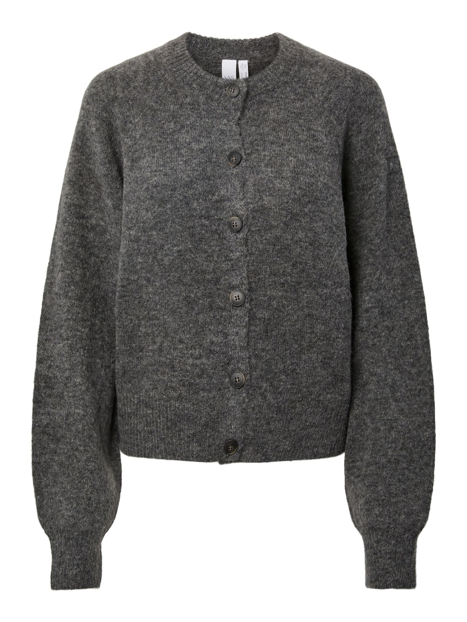 Carousel image - YASJOHI WOOL KNITTED CARDIGAN, Medium Grey Melange | 5