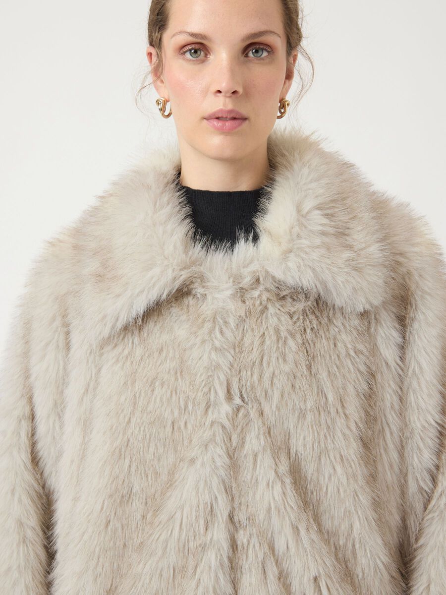 Carousel image - YASPAULA LONG FAUX FUR CAPPOTTO, Birch | 7