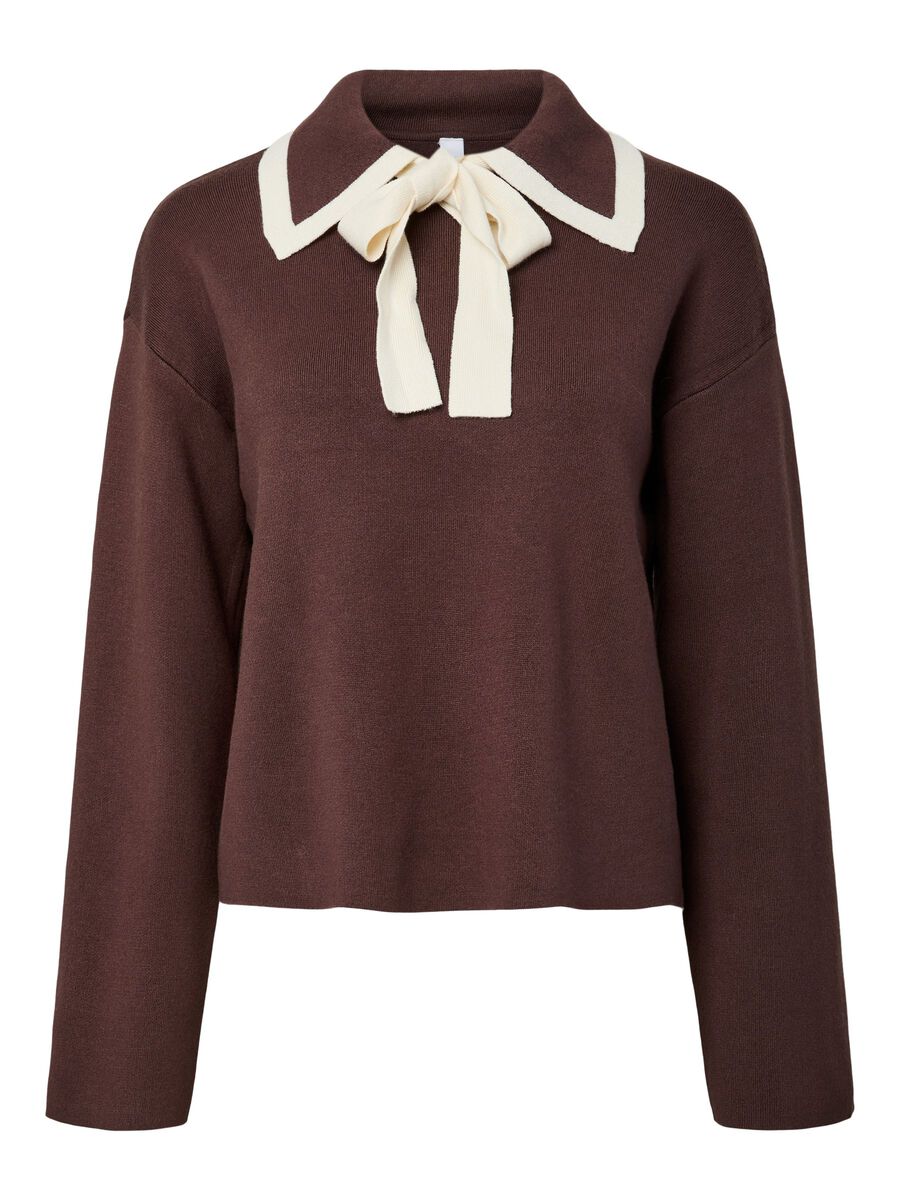 Product carousel image - YASJOSIE KNITTED TOP, Chocolate Brown | 1