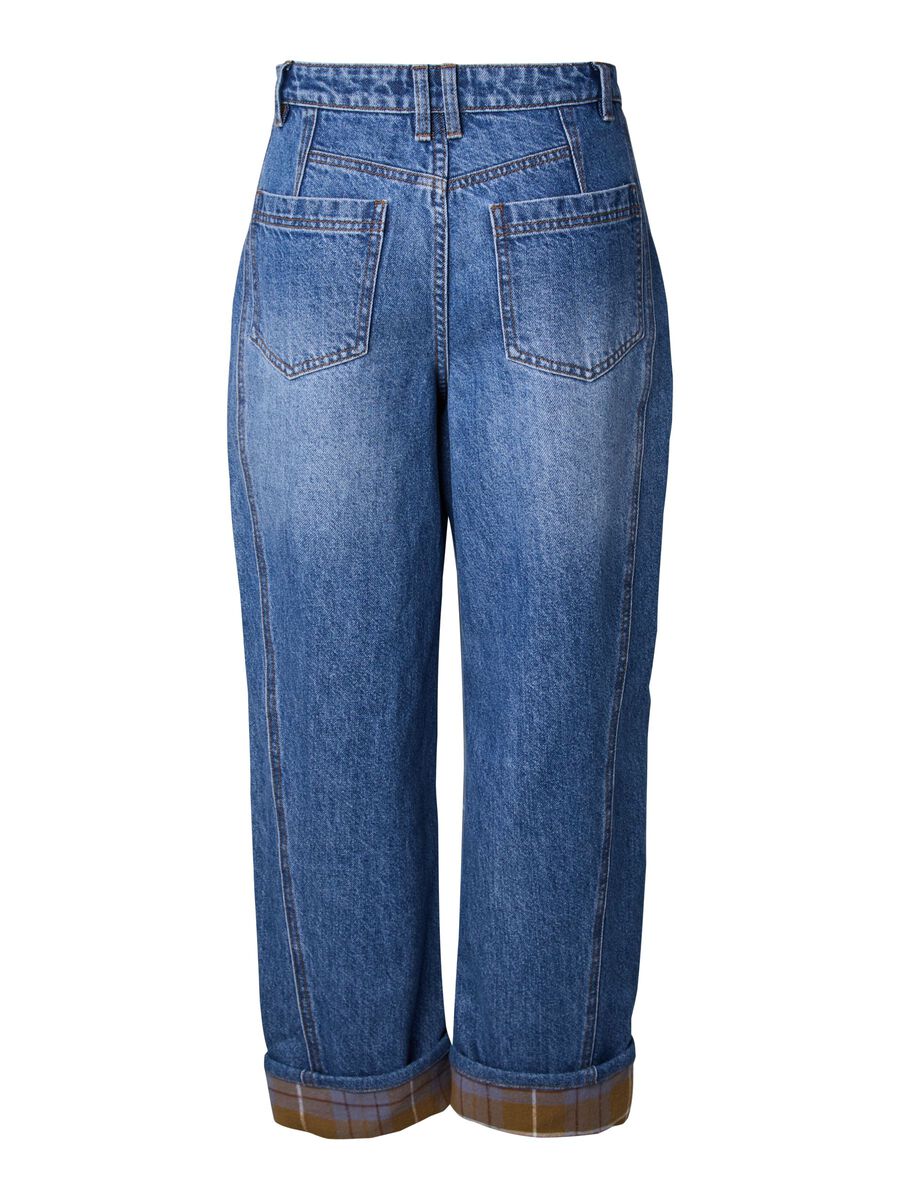 Carousel image 7 YASLUA HW FOLD UP BARREL  JEANS, Medium Blue Denim