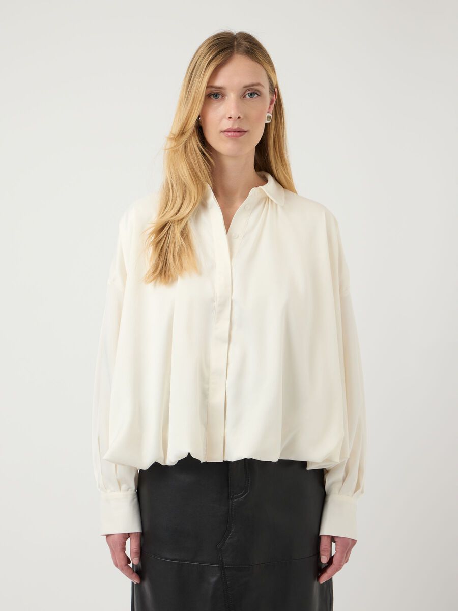 Product carousel image - YASPELLA BUBBLE HEM  SHIRT, Pristine | 1