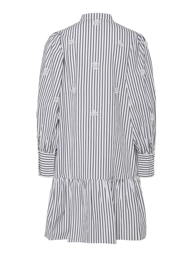 Daphne Dress in White with Black Stripe