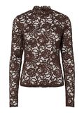 Product image thumbnail - YASLACEY LACE LONG SLEEVED TOP, Chocolate Brown | 1