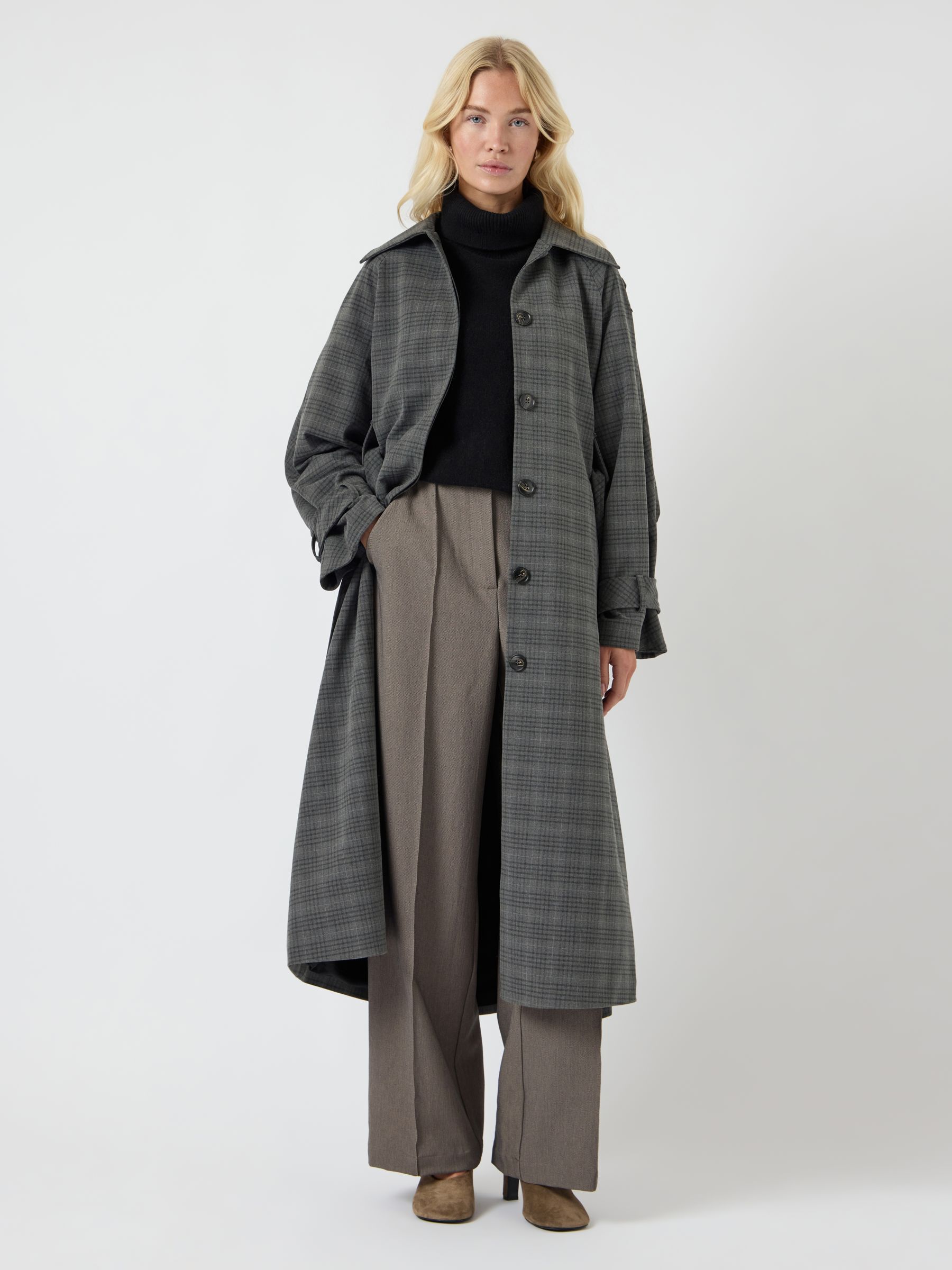 【YILON MADE】Cinched waist midi coat グレー Cinched waist midi coat – YILON