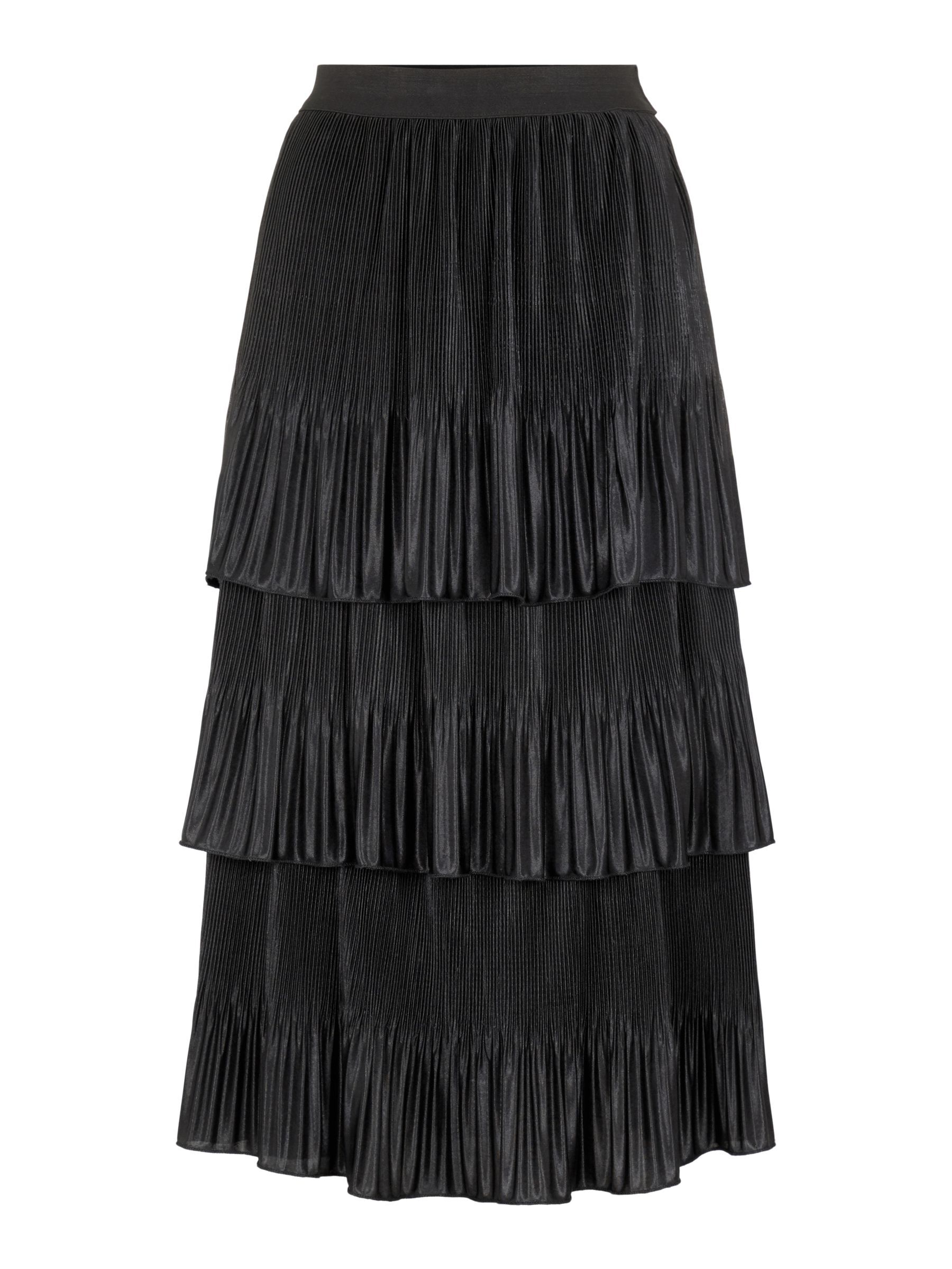 Black tiered best sale pleated midi skirt