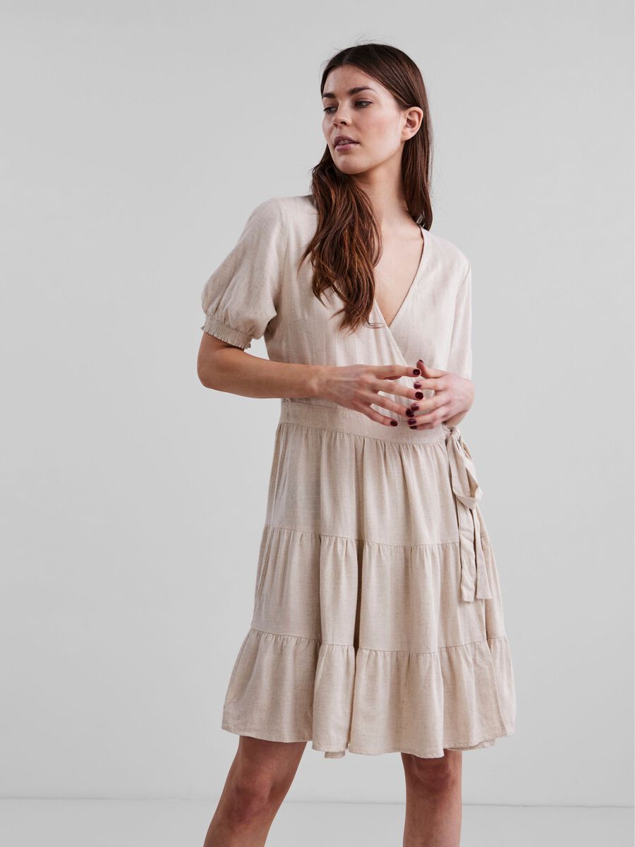 Y.A.S YASFLAXA WRAP DRESS, Beige, highres - 26025710_Beige_919717_003.jpg