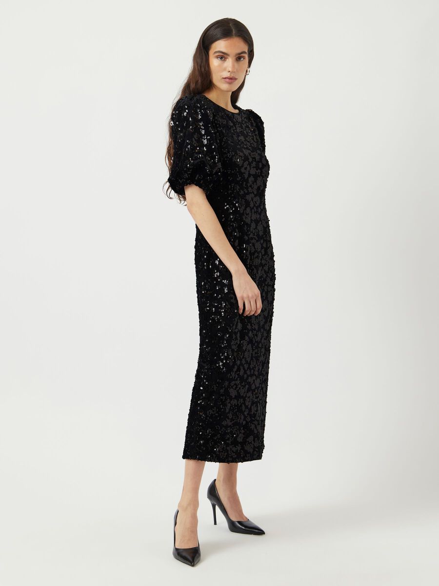 Product carousel image - YASSOFIE 2/4 SEQUIN MIDI DRESS, Black | 1